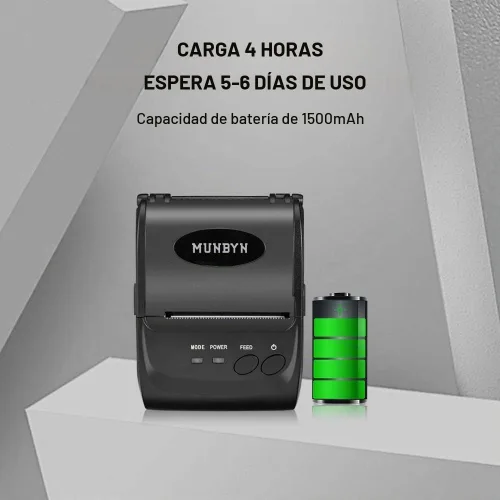 Vista 7 de Impresora térmica de recibos MUNBYN 2.283 in Mini impresora POS portátil
