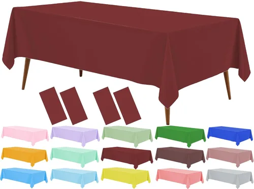 Vista 15 de Mantel de plástico crema, paquete de 2 manteles desechables color blanco hueso, mantel de 54 x 108 pulgadas para mesa rectangular, manteles