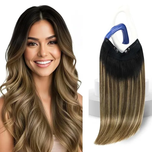 Vista 42 de Sunny - Extensiones de cabello humano real, con cable/hilo y clips ajustables, aplicación invisible, 2.82 onzas, 12 pulgadas, color rubio cenizo