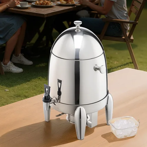 Vista 8 de VEVOR Dispensador de bebidas de acero inoxidable, dispensador de bebidas de 2.7 galones con quemador de alcohol, dispensadores de bebidas calientes