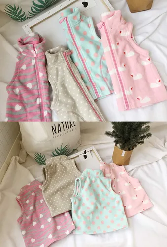 Vista 5 de Chaleco ligero polar suave de la muchacha del bebé con cremallera hasta el chaleco de la ropa de abrigo