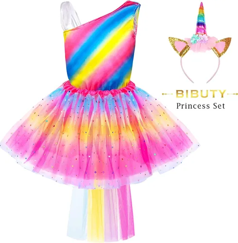 Vista 3 de Princess Dresses for Girls Dress up Clothes Trunk BIBUTY Pretend Play Costumes with 4 Unicorn Princess Sets for 3-6yr Girls