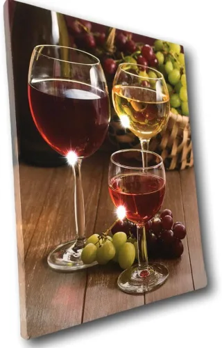 Vista 3 de BANBERRY DESIGNS Arte de pared LED de copas de vino, juego de 2 impresiones en lienzo iluminadas, decoración temática de vino, funciona