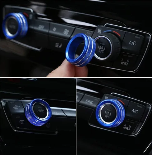Vista 3 de YIWANG Aleación de aluminio car styling aire acondicionado Perillas de audio Circle Trim 3 unids para BMW 1 2 3 4 Series F30 F34 F46 GT X1 F47 F48
