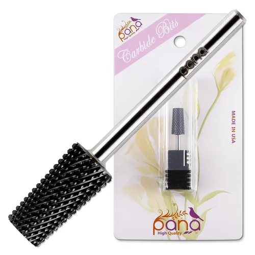 Vista 10 de PANA - Cabezal cónico de carburo con vástago de 3/32 pulgadas (negro, grano grueso), broca de uñas para eliminación rápida de acrílico o gel duro