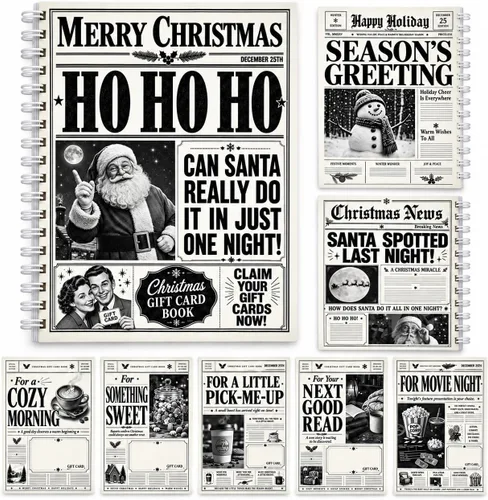Vista 9 de Libro de tarjetas de Navidad de regalo para adultos, regalo vintage de Papá Papá Noel de Navidad