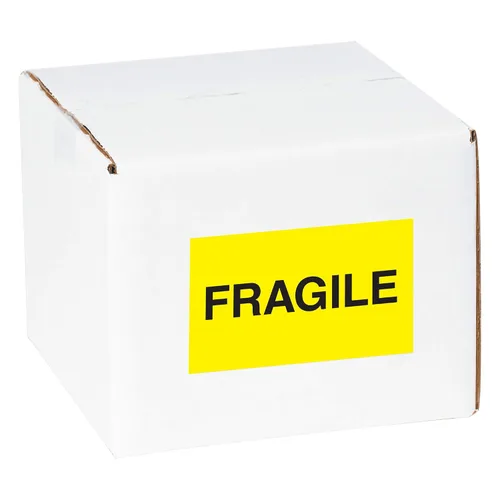 Vista 2 de Tape Logic Aviditi Tape Logic - Adhesivo adhesivo de advertencia amarillo fluorescente "Fragile" de 3 x 5 pulgadas, para envío, manipulación