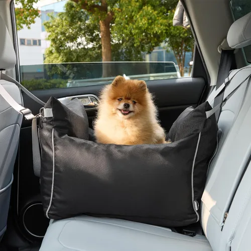 Vista 8 de Lesure Asiento de Coche Elevador para Perros Pequeños - Asiento de Coche Impermeable para Perros con Bolsillos de Almacenamiento, Correa