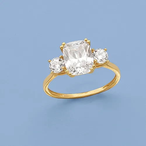 Vista 6 de Ross-Simons Anillo de 3,50 qt t.w CZ con 3 piedras en oro amarillo de 14 quilates