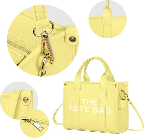 Vista 3 de NPBAG The Tote Bag para mujer, bolso de piel sintética con cremallera, bolso de hombro cruzado para viajes, escuela, trabajo, bolso de moda con asa
