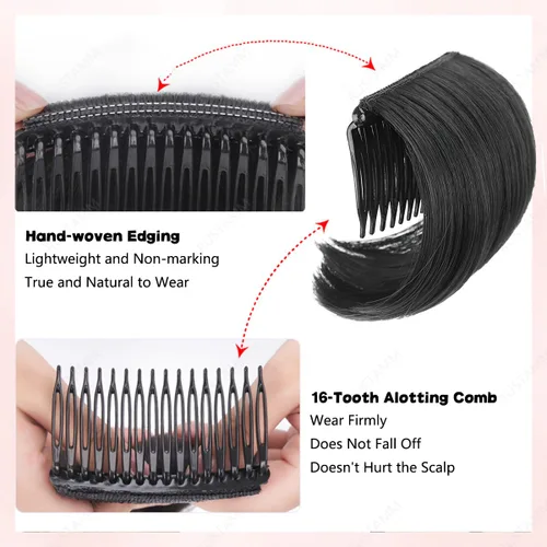 Vista 7 de 2 piezas de moño para el cabello, clip invisible para el cabello falso, peine esponjoso, extensiones de cabello, herramienta de inserción de peinado