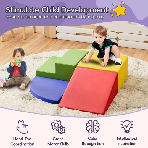 Vista 8 de 4 piezas de bloques de espuma para escalar para niños pequeños, gimnasio de escalada para bebés con espuma de ultra alta densidad para gatear