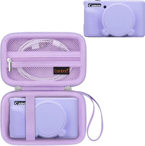 Vista 10 de Canboc Funda para Canon PowerShot SX740/SX730, funda rígida de transporte + funda protectora de silicona suave con cubierta extraíble para lentes