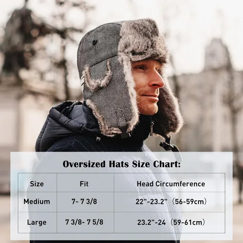 Vista 2 de Comhats Gran XL Trapper Trooper Caza Cálido Oído Solapa Rusia Ushanka Invierno Esquí Clima Frío Bombardero Sombreros para Hombres