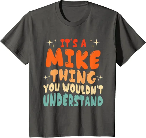 Vista 40 de Camiseta retro de los años 80 con texto en inglés "It's A Mike Thing You Wouldn't Understand", Negro