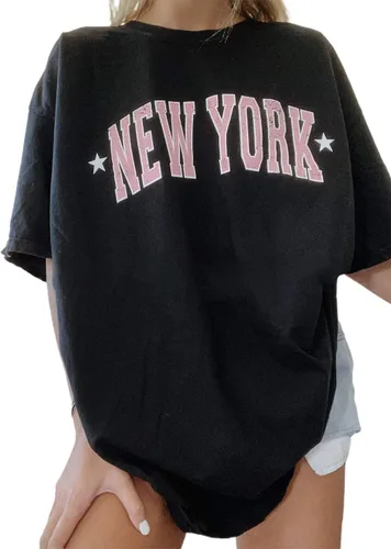 Vista 2 de Remidoo - Camiseta informal de manga corta para mujer, cuello redondo, corte amplio, con estampado de arcoíris