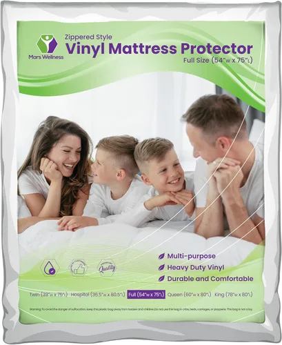 Vista 9 de Mars Wellness Protector y funda de colchón de vinilo impermeable, funda de colchón blanca con cremallera, funda de colchón para chinches, 1 paquete