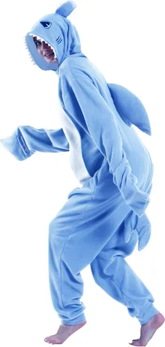 Vista 3 de dressfan - Pijama y disfraz de dibujos animados, unisex, de tiburón gris, para adultos, niños, adolescentes, mujeres y hombres