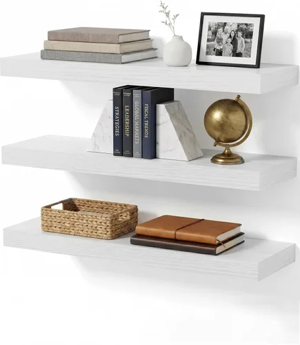 Vista 30 de Estantes flotantes de baño para pared, estantes de baño sobre el inodoro, estantes de pared y estante para libros, estante colgante, estantes