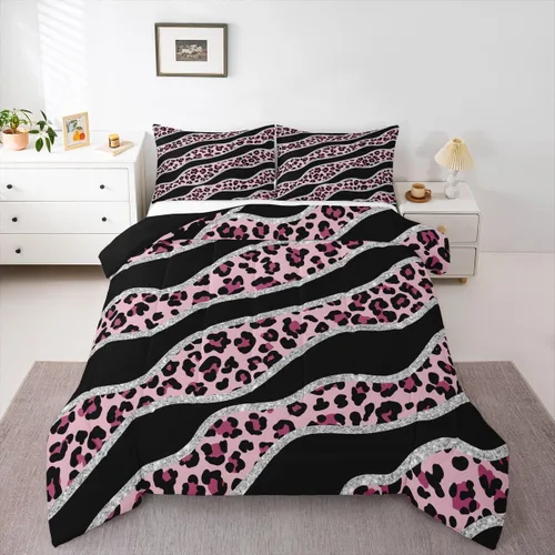 Vista 14 de Erosebridal Juego de edredón con estampado de leopardo, juego de ropa de cama con estampado de guepardo, juego de ropa de cama y colecciones