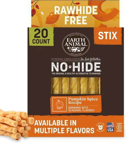 Vista 22 de Earth Animal No Hide Stix - Palitos masticables sin cuero de larga duración para perros pequeños, sabor a carne de res - Paquete de valor de 20