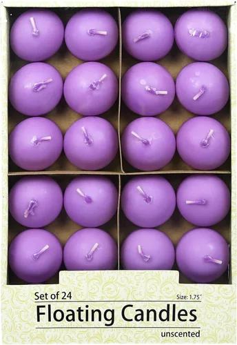 Vista 2 de Zest Candle Velas flotantes de 24 piezas, 1.75 pulgadas, morado