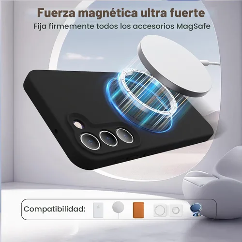 Vista 3 de SKYLMW - Funda para Samsung Galaxy S23 con soporte, 6.1 pulgadas, color negro Soporte de anillo magnético, compatible con Mag-Safe, funda