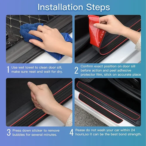 Vista 7 de W-POWER Protectores de placa para umbral de puerta de automóvil – Protectores universales de entrada para umbral de puerta, panel protector