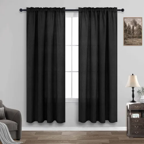 Vista 165 de KOUFALL Juego de 2 cortinas de puerta francesa, cortinas de lino para puerta/ventana, cortina transparente boho para cristal lateral delantero