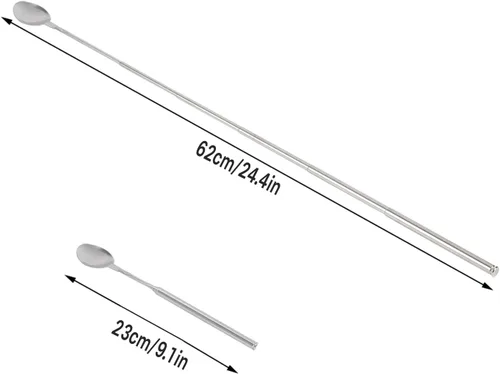 Vista 8 de Cuchara telescópica de acero inoxidable – Cuchara extensible de mango largo para barbacoa – Cucharas retráctiles para cocinar al aire libre
