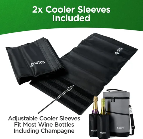 Vista 3 de Falcona Wild Bolsa enfriadora de vino más dos fundas para enfriar – Capacidad para 2 botellas – Mantiene las bebidas frías durante horas – Se adapta