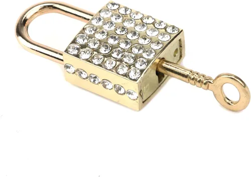 Vista 3 de Candado decorativo cuadrado pequeño de aleación de zinc, 2 piezas, cerradura decorativa brillante con llave para gabinete de equipaje, bolso, joyero