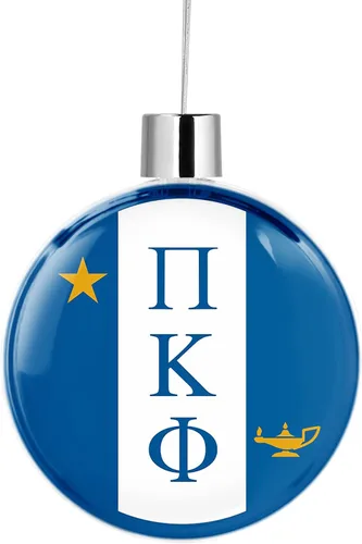 Vista 4 de Pi Kappa Phi Fraternity - Adorno redondo y plano para árbol de Navidad, decoración para fiesta de árbol, decoración del hogar y vacaciones