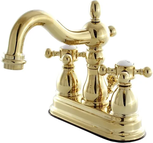 Vista 6 de Kingston Brass KB1605BX - Grifo de baño central de 4 pulgadas, bronce aceitado Heritage collection; Double-handle; With pop-up drain; Solid brass