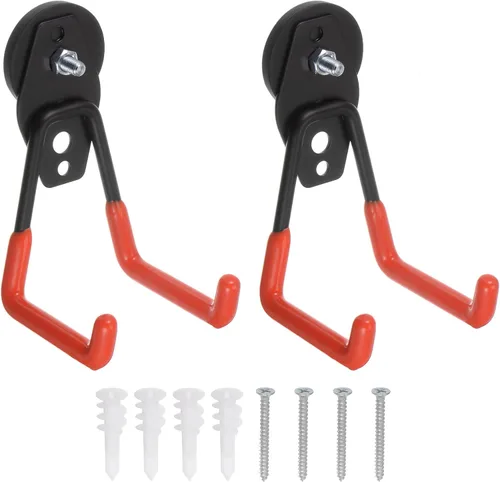 Vista 5 de HARFINGTON 2 ganchos magnéticos grandes para garaje con gancho de revestimiento antideslizante para colgar en interiores y exteriores, color negro