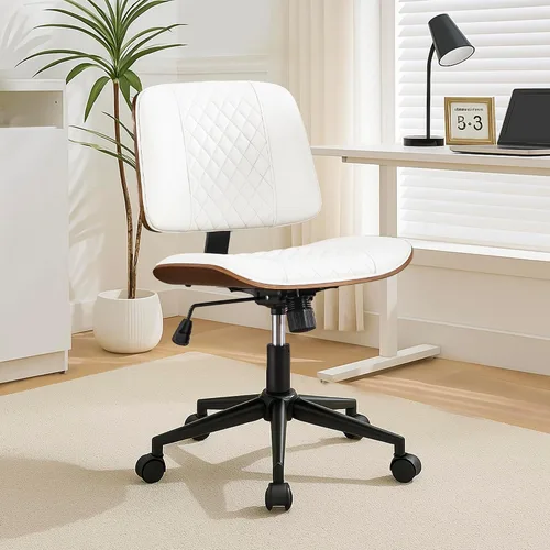Vista 12 de Silla de escritorio de oficina con ruedas sin brazos, silla de computadora Negro