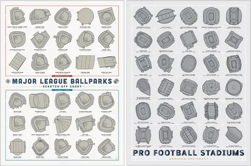 Vista 8 de Pop Chart Póster de Raspado de Grandes Ligas de Béisbol Impresión de 12" x 16" Rastrea tus Visitas a Estadios de la MLB Decoración