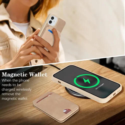 Vista 5 de Havaya Funda para iPhone 12 y 12 Pro compatible con cartera MagSafe con tarjetero - Funda magnética desmontable 2 en 1 - Ranuras para tarjetas
