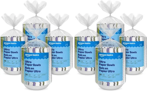 Vista 7 de Amazon Basics - Cuencos de papel ultra desechables, 20 onzas, aptos para microondas, a prueba de remojo, fuertes y resistentes, color blanco, 50