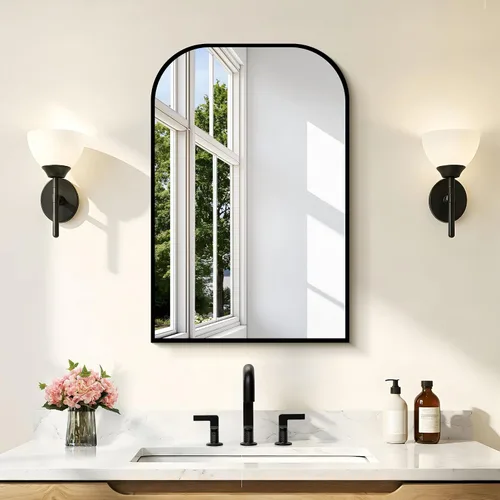 Vista 17 de COFENY Espejo de baño, espejo rectangular negro de 16 x 24 pulgadas para montar en la pared con marco delgado, espejos de tocador de baño para sobre