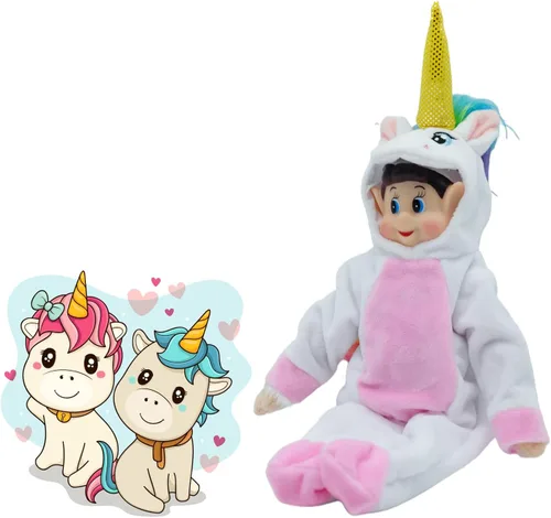 Vista 4 de Accesorios y ropa de elfo navideño, conjuntos de moda de unicornio, la muñeca no está incluida. (Blanco)