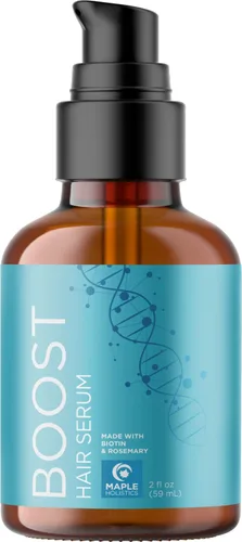 Vista 4 de Juego de 4 piezas de biotina – Champú, acondicionador, aceite y suero con cafeína, aceite de ricino negro, aceite esencial de romero y aminoácidos