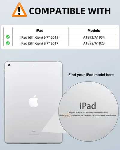 Vista 2 de MoKo Funda Compatible con iPad 9.7 de 2018/2017 6ª/5ª Generación - [Resistente] Funda Híbrida Protectora de Cuerpo Completo a Prueba de Golpes