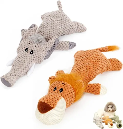Vista 11 de Juguete para perro, animal robusto diseñado para masticadores pesados, juguete de peluche grande para perro, juguete chirriante duradero