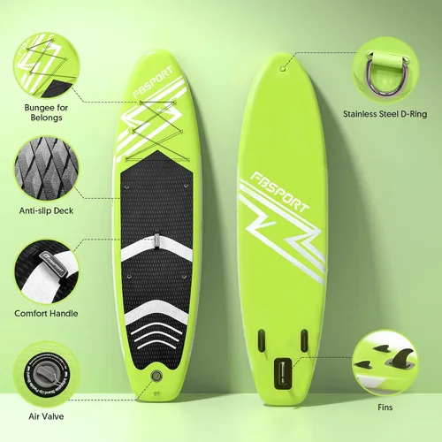 Vista 3 de FBSPORT Tabla de remo de pie prémium de 11 pies, tabla de yoga con accesorios de SUP y bolsa de transporte, amplia posición, control de surf