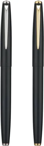 Vista 2 de 2 plumas estilográficas Jinhao 911 de punta extrafina, color negro mate con detalles dorados y plateados, ligeras y duraderas, incluye cartuchos