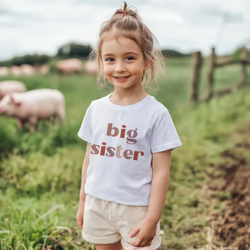 Vista 4 de Camiseta de manga corta para niñas pequeñas, de algodón suave, con gráficos, camiseta de verano