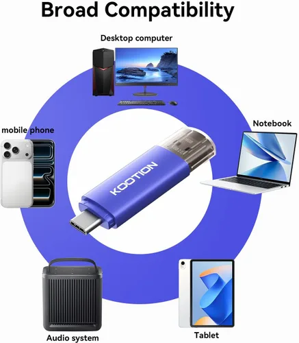 Vista 5 de Unidad flash tipo C de 16 GB, paquete de 10 unidades KOOTION 2 en 1 USB-A y USB-C 2.0 Dual Drive OTG, Memory Stick para smartphone/tablet/PC Android