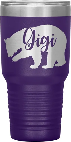 Vista 7 de Gigi Bear Tumbler - 30oz Engraved Stainless Steel Cup - Black