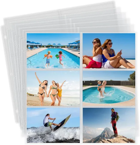Vista 7 de Paquete de 20 páginas de repuesto para álbumes de fotos de 4 x 6 pulgadas, 12 x 12, 240 bolsillos, doble cara, transparente, a prueba de agua
